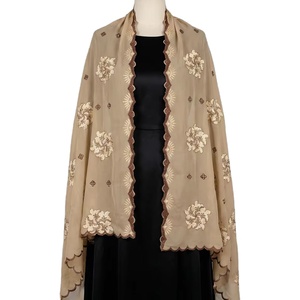 Châle en voile de coton pour femmes, style Super Broder Fatima, Moyen-Orient et Afrique, avec broderie florale en dentelle de qualité supérieure et strass, pour usage quotidien, vente en gros - Product Image 1