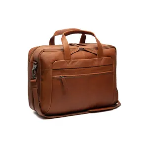 Custom travel embossed logo lightweight leather laptop shoulder bag waterproof durable bag men leather Laptop travel Brown bags
