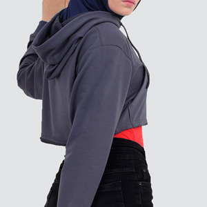 Sudadera con Capucha Corta para Mujer, de Felpa de Alta Calidad, con Logotipo Personalizado, Color Liso, de Algodón, Talla Grande - Product Image 6