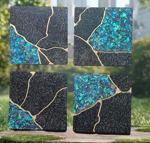 แผ่นรองแก้วและแผ่นรองแก้วทำจากเรซินอีพ็อกซี่ทรงสี่เหลี่ยมหรูหรา - Product Image 1