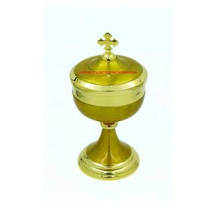 Ciborio marrón y dorado de lujo con tapa cruzada, suministros para iglesia al por mayor - Product Image 1