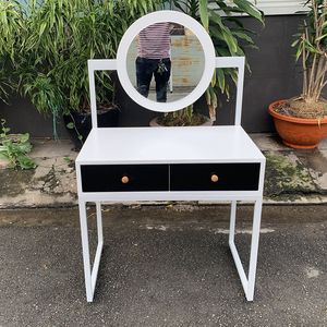 Modern Design SFBTD010 Wooden Rubberwood Dressing Table with White Paint and <b>Mirror</b>-Bn Trang im - Product Image 3