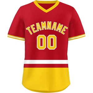 Maillots de baseball Pro Cut Fournisseur en gros Conception de col en V en maille personnalisée avec logos sublimés pour les uniformes d'équipe - Product Image 2
