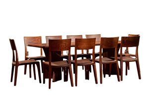 Juego de Comedor de Madera de Nogal Macizo de Alta Calidad para 10 Personas, Juego de Comedor Rectangular Moderno con Acabado en PU - Product Image 6