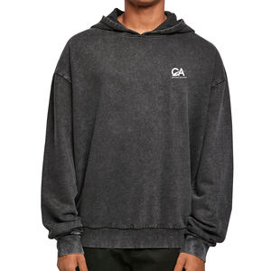 Último producto personalizado mejor alta calidad 100% algodón diseño hombres ácido lavado sudaderas con capucha su propio logotipo ácido lavado hombres pulóver sudaderas con capucha - Product Image 2