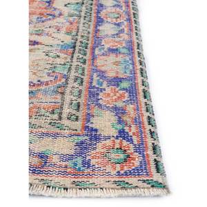 Tapis en laine vintage 9x12 noué à la main, motifs patchwork rectangulaires médaillon rouge-orange pour couloir, entrée et salon - Product Image 4