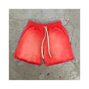 2024 pantalones cortos de sudor de algodón de marca con logotipo personalizado para hombre estilo Vintage de verano lavado ácido con estampado Digital de patrón sólido - Product Image 1