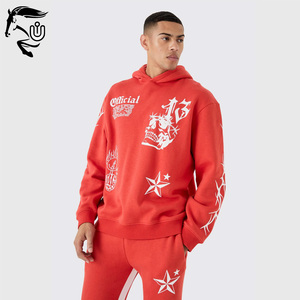 Chándal de algodón 100% personalizado OEM con bordado de apliques de puntadas de contraste regular de talla grande para hombres y mujeres - Product Image 5
