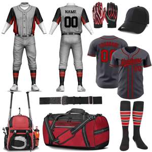 Ensembles d'uniformes de baseball en polyester Ensemble complet Vêtements de sport Ensembles d'uniformes de softball avec sac Ceinture et chaussettes - Product Image 1