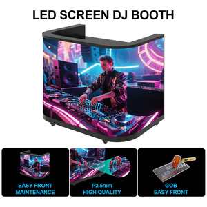 Cabine de DJ incurvée à LED - Cabine de DJ mobile sur pied avec lumières changeantes de couleur RVB, <span class=keywords><strong>console</strong></span> de DJ portable et stable - Product Image 2