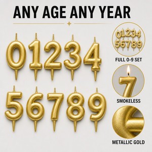 Gold Number Candles 0 1 2 3 4 5 6 7 8 9 Birthday Cake Candles Party Supplies Wholesale Bulk - Product Image 4