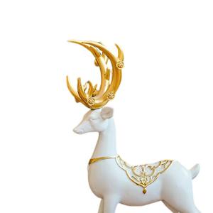 Reno hecho a mano en blanco escarcha y oro metálico, ideal para exhibición de mesa y decoración del hogar, escultura metálica de Caribú - Product Image 4