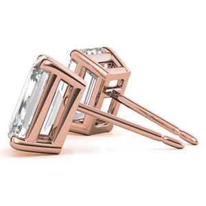 Pendientes de tuerca SHREYA DIAM con moissanita de corte esmeralda, plata 925 con baño de rodio, engaste de garra, joyería clásica y de moda para mujer, ideal para bodas. - Product Image 6