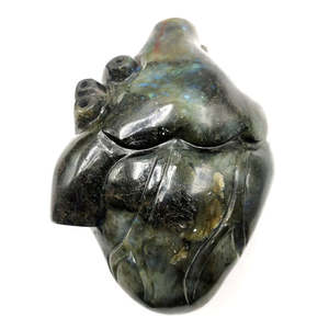 Cœur anatomique sculpté en labradorite naturelle - Cœur humain/Cœur de cristal - reiki/chakra/énergie guérisseuse - 1,1 kg et 5 pouces - Product Image 5