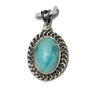 Cabujón de Larimar verde Natural, colgante Unisex de Plata de Ley 925, forma ovalada, ajuste de bisel, piedras de cristal curativas, Piedras envolventes - Product Image 6
