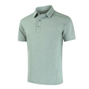 Motif solide tissé court pour hommes pour polos avec techniques brodées et évacuation de l'humidité confortable et élégant - Product Image 4