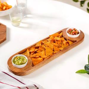 Regalo para anfitriona, bandeja de madera para servir, bandeja de madera ecológica, bandeja de madera rústica con cuencos - Product Image 3