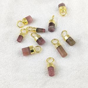 Colgante de turmalina Rosa natural, piedra preciosa Rosa cruda, forma de tubo, collar galvanizado de cobre y oro, proveedor mayorista de abalorios - Product Image 5