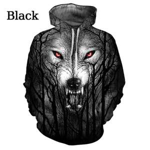 Graphic Wolf Hombres Moda 3D Imprimir Sudadera con capucha Deportes Vacaciones al aire libre Sudaderas con capucha Manga larga Con capucha Imprimir Bolsillo frontal Sudadera - Product Image 4
