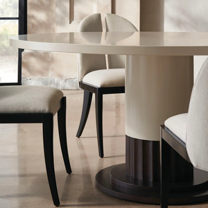 Chaise de salle à manger moderne rembourrée, dossier haut, tissu beige, pour hôtel et restaurant - Product Image 6