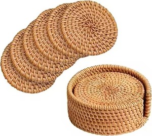 Sous-verre durable de rotin fait à la main des fibres naturelles offrant la protection durable pour la maison - Product Image 3