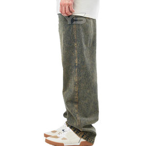 Pantalones vaqueros rectos para hombre de alta calidad, tela recubierta, talla grande, estilo callejero - Product Image 4