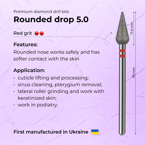 Broca Profesional para Uñas con Punta de Diamante Redondeada, Fórmula Profi 5.0mm, Grano Rojo Premium - Product Image 3
