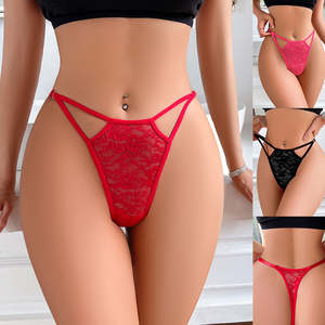 OEM 2026 Nuevas bragas de encaje de talle bajo con diseño hueco y lazo de diamantes de imitación, control ligero, suaves y transpirables, ropa interior sexy para mujer - Product Image 6