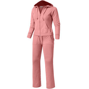 ชุดวอร์มขายาวสองชิ้นสำหรับผู้หญิง,ชุดวอร์มสีพื้นแบบมีซิบ - Product Image 1