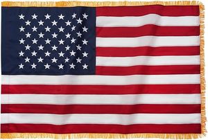 American Flag Polyester 3x5 Ft Sleeved Embroidered <b>Star</b> Fringe Heavy Duty Waterproof <b>Hanging</b> Aluminum Flagpole Sewn Stripes - Product Image 2