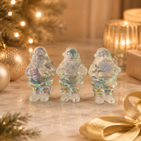Figurine de Noël translucide irisée sculptée en forme de Père Noël pour la décoration de la maison et du bureau, idéale comme cadeau et objet de collection