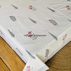 Juego de Sábanas con Estampado Artesanal Sanganeri de la India, Sábanas con Funda de Almohada - Product Image 5