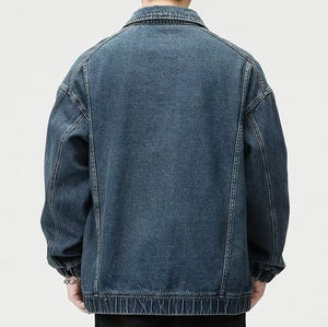 Nouvelle veste en jean d'hiver pour homme, style personnalisé, respirante, ample, lavée, sans col, cargo, réversible, coupe-vent avec poches - Product Image 2