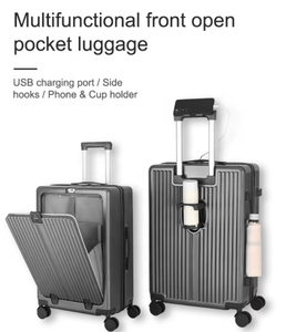 Prix bon marché d'usine Designer de luxe voyageant Carry on Front <span class=keywords><strong>Valise</strong></span> ouverte avec <span class=keywords><strong>porte</strong></span>-gobelet et USB - Product Image 4