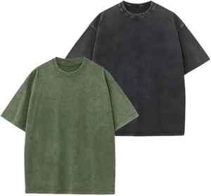 เสื้อยืดผู้ชายทรงปกติ ผ้าฝ้ายคุณภาพสูง 100% ดีไซน์ใหม่ล่าสุด ล้างสีแบบแอซิด ขอบดิบ ดีไซน์ทำเก่า แห้งเร็ว ระบายอากาศได้ดี ผ้าแคนวาส - Product Image 4