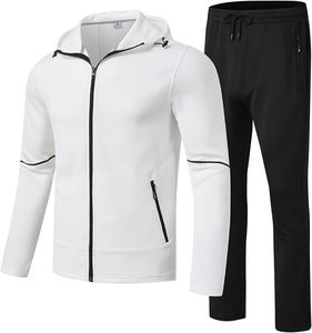 Conjunto de ropa deportiva de 2 piezas para hombre, de poliéster, manga larga, con cremallera completa, pantalones de chándal, camisa activa para actividades de Primavera - Product Image 2