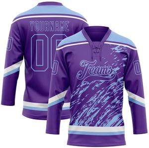 Personnalisez votre propre maillot de hockey avec col en dentelle, col en dentelle, 100% polyester, séchage rapide et antibactérien pour unisexe - Product Image 3