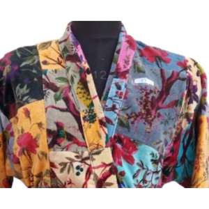 Kimono en velours indien doux luxe confortable peignoir à cordon pour femme Patchwork Design pour automne hiver - Product Image 5