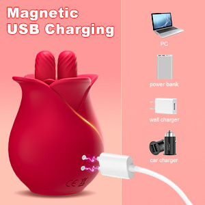 Vibrateur Romeo Rose avec fonction de léchage double langue pour femmes - Product Image 4