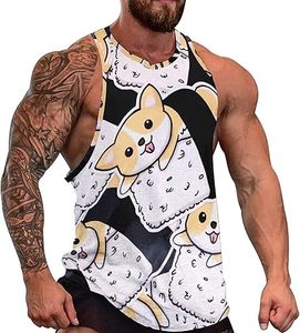 Camiseta sin mangas Lovely <span class=keywords><strong>Chihuahua</strong></span> Sushi para hombre, de secado rápido, transpirable, ecológica, para entrenamiento, gimnasio, fitness - Product Image 1