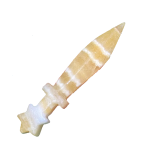 High quality crystal yellow calcite dagger knife Hand Carved Festival Gifts Crystal Craft <b>stone</b> for home decoration wholesaler - Product Image 6