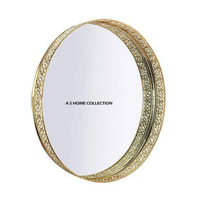 Vintage-Style Round Shape Bathroom <b>Wall</b> <b>Mirror</b> with Solid <b>Wood</b> Frame and Storage Vanity Makeup <b>Mirror</b> - Product Image 3