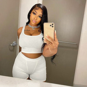 Nouveau chaud 2024 femmes haut court T-shirt pantalon court ensemble survêtement ensemble deux pièces t-shirt et Logo personnalisé ensembles courts - Product Image 1