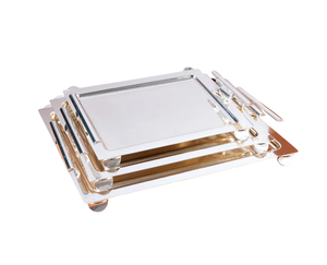 Plateaux de service en métal de la meilleure qualité, modernes et élégants, au design floral, personnalisés pour la maison, les hôtels, les plats ou les assiettes. - Product Image 3