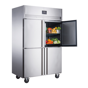 Refrigerador Comercial de Acero Inoxidable de 4 Puertas Eléctrico/AC con Ruedas y Estantes, Garantía de 3 Años para Almacenamiento en Cocina - Product Image 1