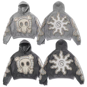 Sweat-shirt personnalisé pour homme, streetwear, 100% coton, style pull, vintage, délavé à l'acide, coupe courte, haute qualité - Product Image 2