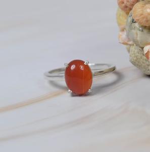 Anillo de cornalina de Plata de Ley 925, anillo de meditación de aniversario de boda con piedras preciosas hechas a mano con ajuste de bisel - Product Image 2