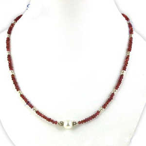 Women's Red Garnet <b>Pearl</b> Necklace Gemstone <b>Jewelry</b> - Product Image 1