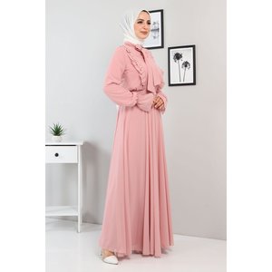 Vestido de Noche Casual con Cintura Natural, Estilo A-Line, Manga Larga, para Fiesta o Dama de Honor, Tallas XL XXL, Poliéster Liso Teñido, Mega Merchant - Product Image 3