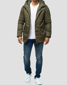 Winter Regular Length Ultra <b>Light</b> Canvas Windproof Breathable Hooded <b>Puffer</b> <b>Jacket</b> with Embroidery Zipper Closure for Unisex - Product Image 1